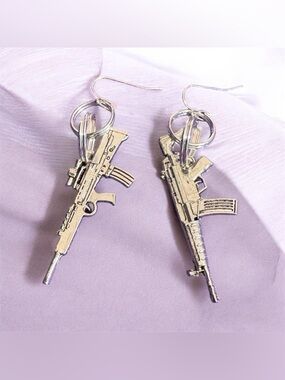 Silver-tone Rifle Dangle Earrings for Women